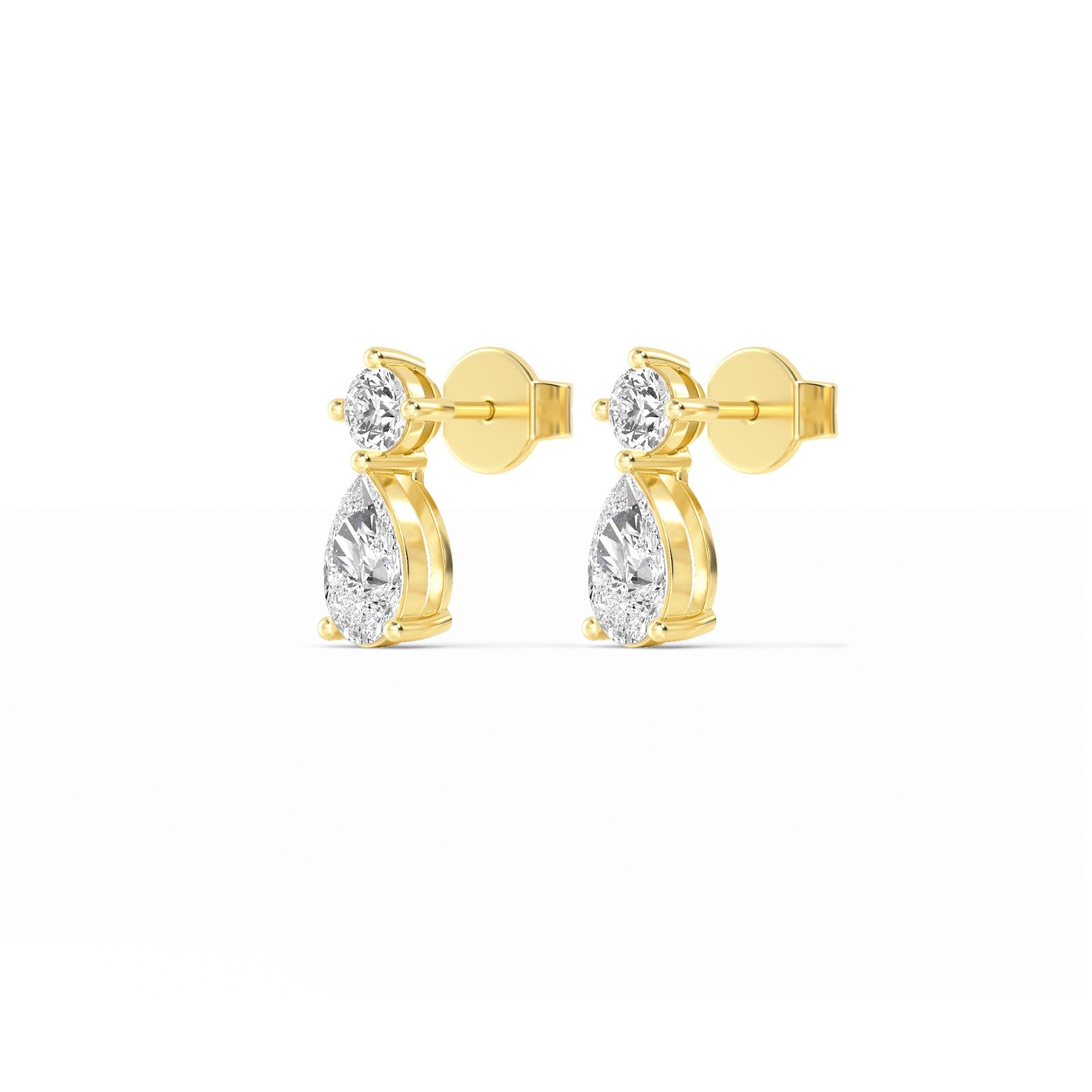 Diamond Teardrop Gold Studs