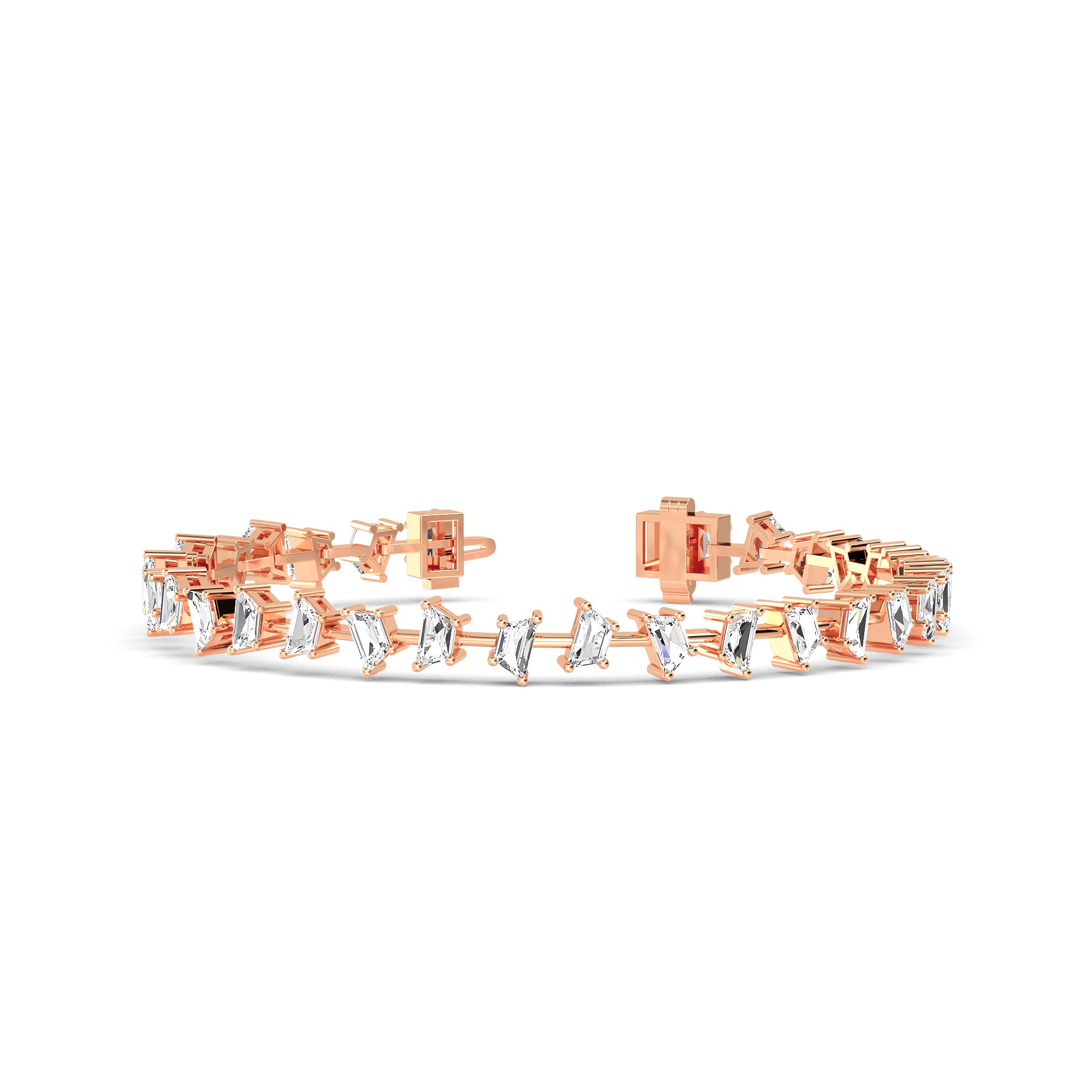 Elegant Baguette-Cut Diamonds Gold Bracelet