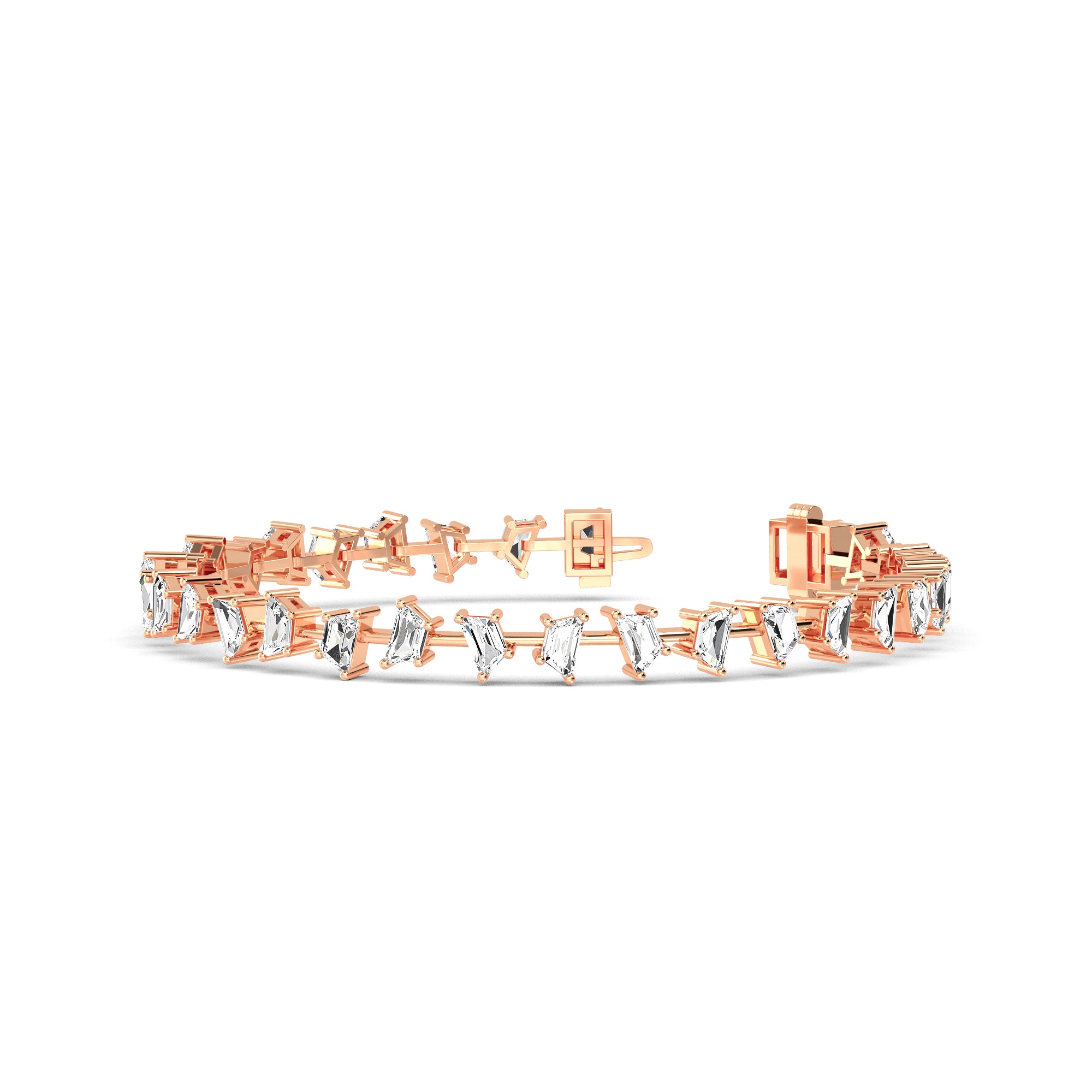 Elegant Baguette-Cut Diamonds Gold Bracelet