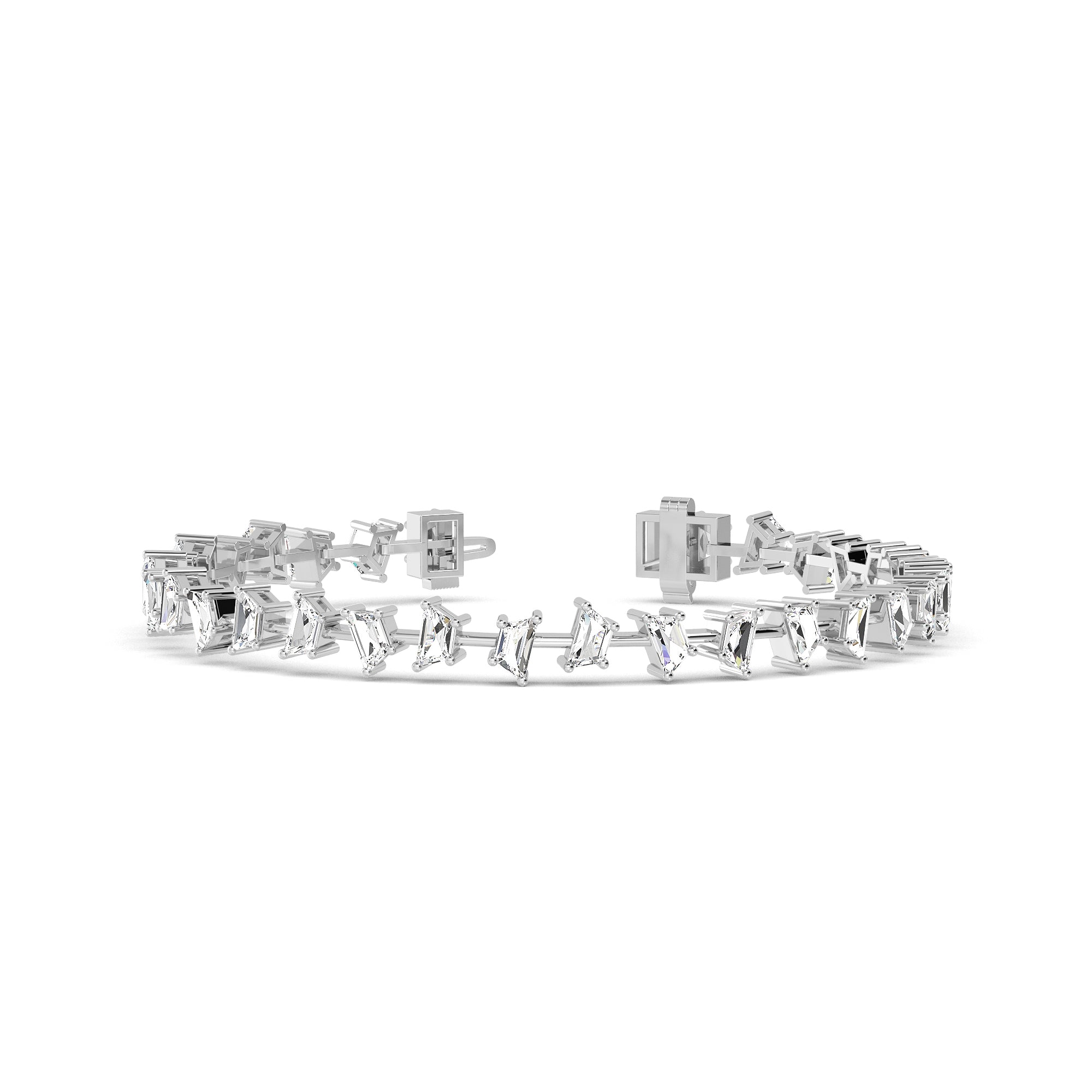 Elegant Baguette-Cut Diamonds Gold Bracelet