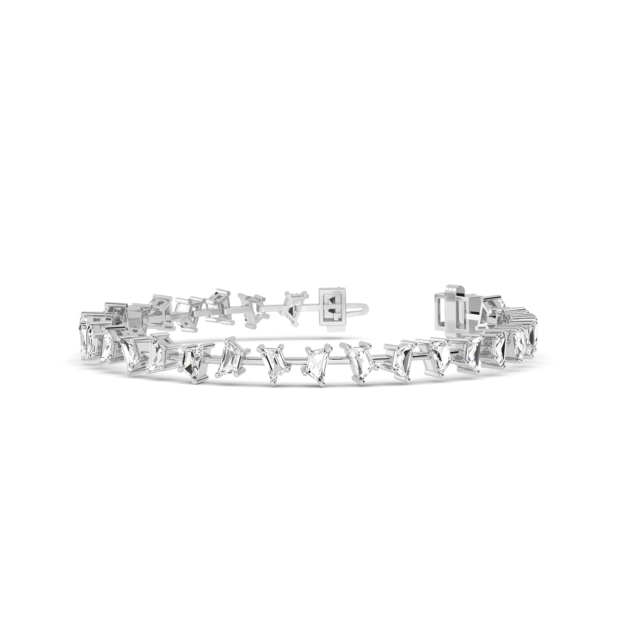 Elegant Baguette-Cut Diamonds Gold Bracelet