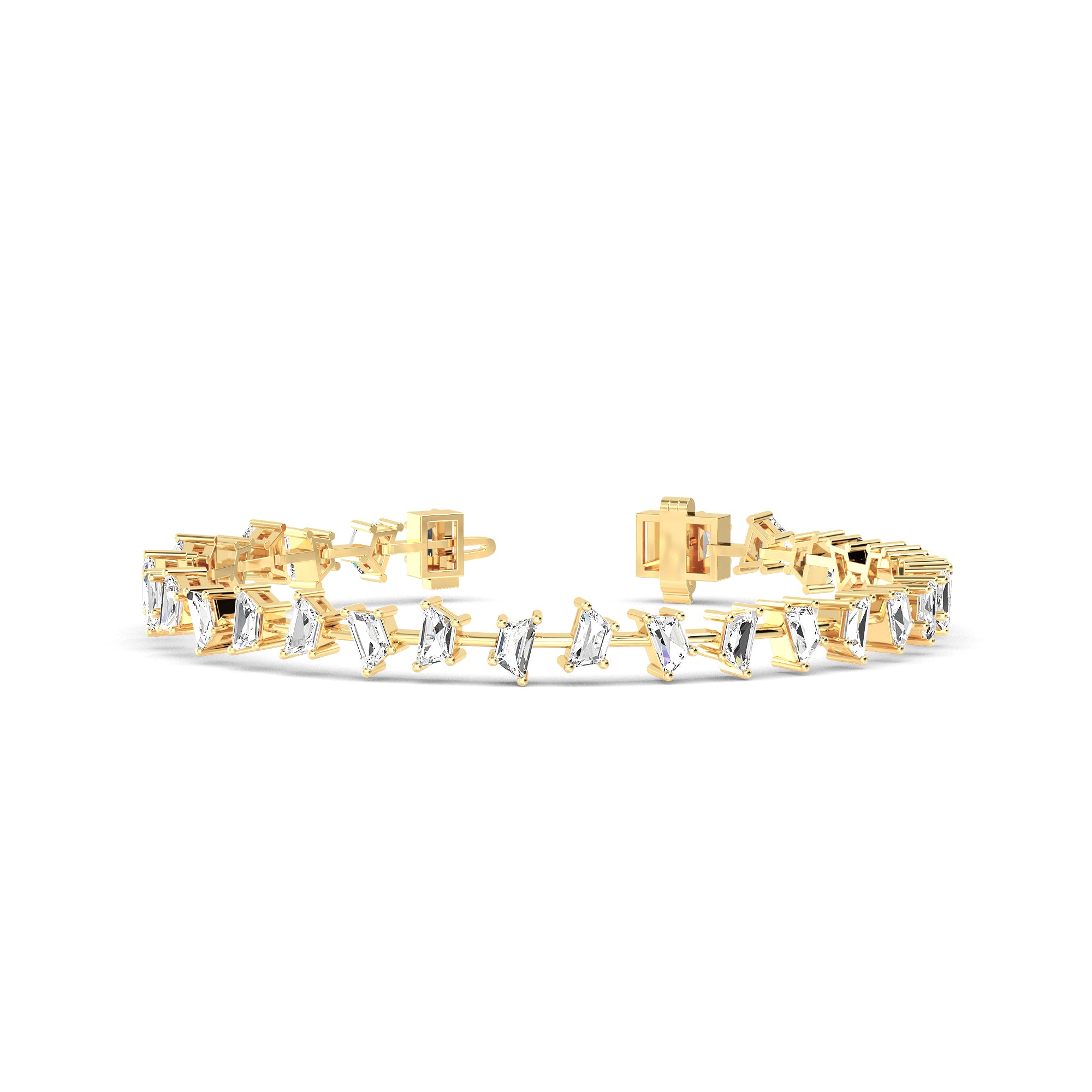 Elegant Baguette-Cut Diamonds Gold Bracelet