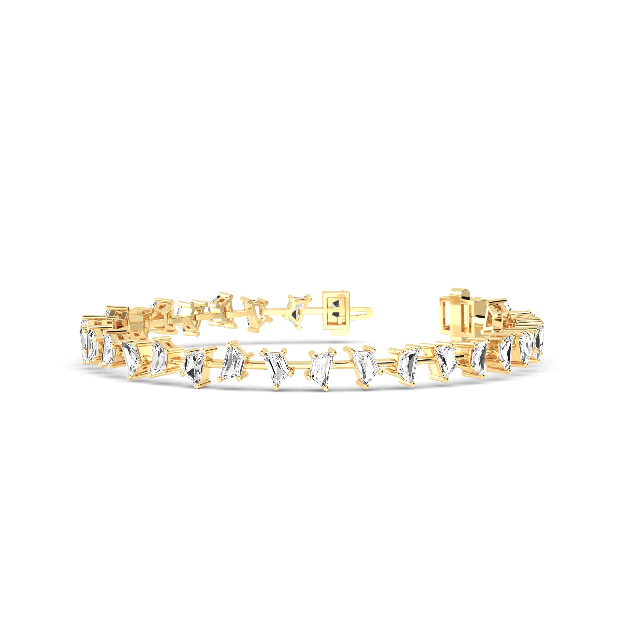 Elegant Baguette-Cut Diamonds Gold Bracelet