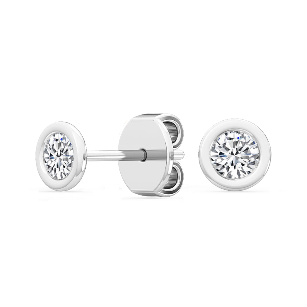 Bezel Set Diamond Gold Studs