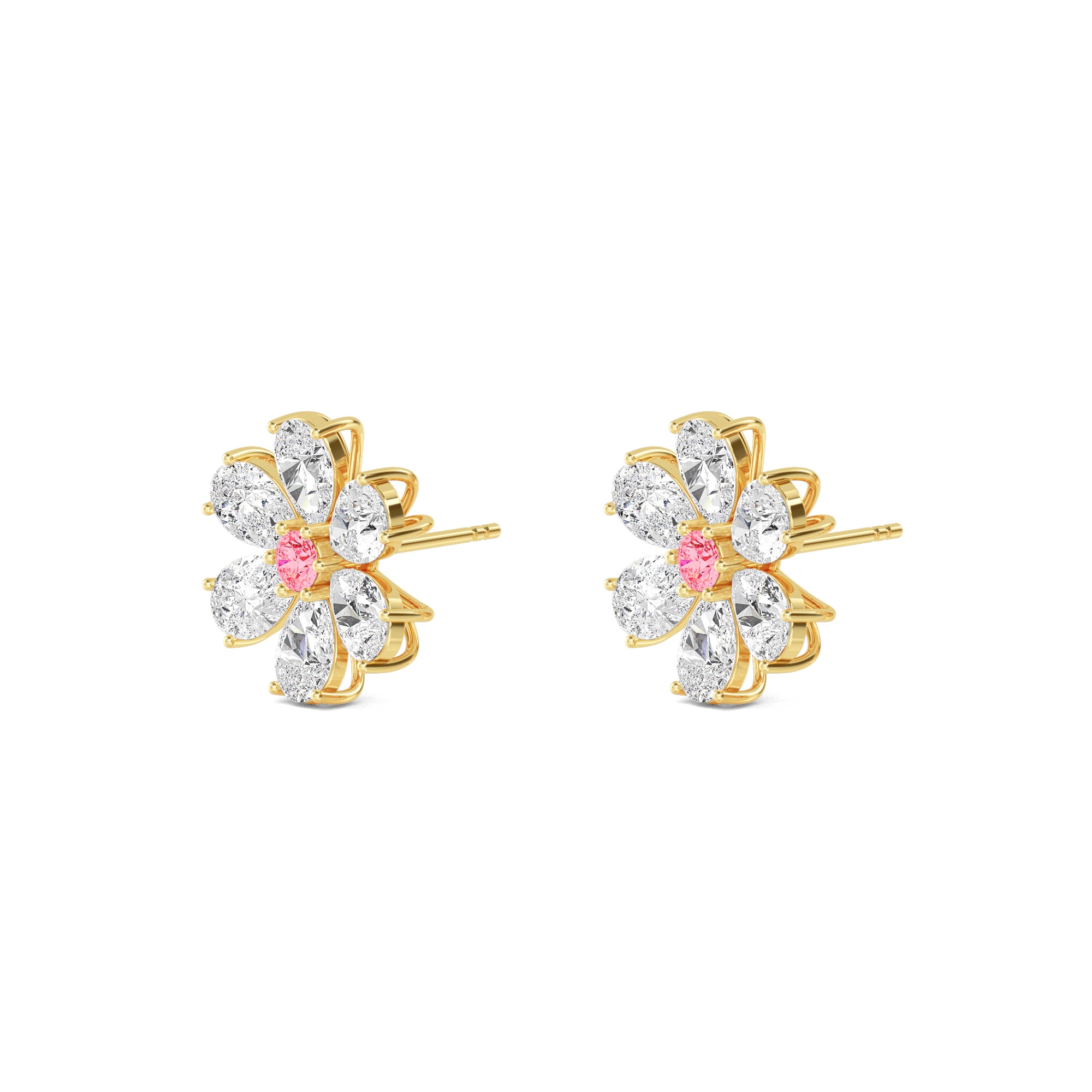 Blooming Diamond Gold Earring