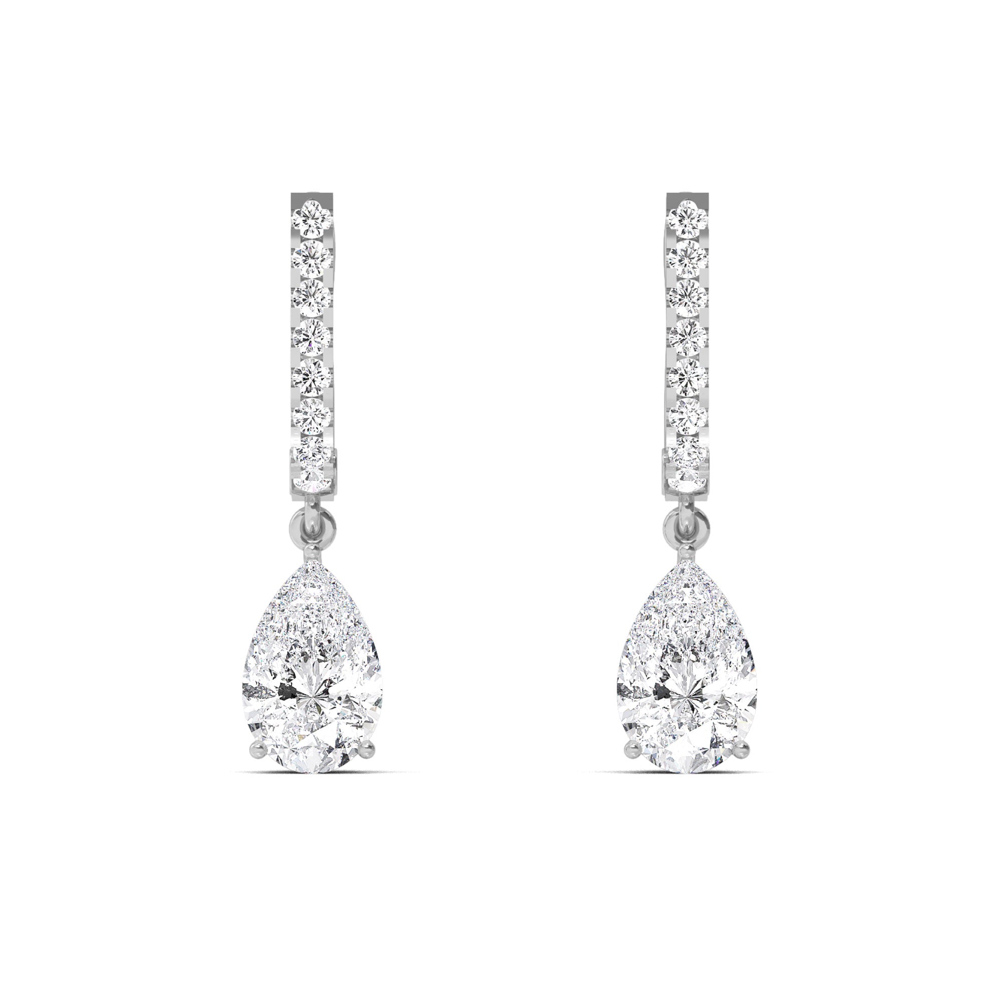 Pear-Shaped Diamond Drop Gold Earrings