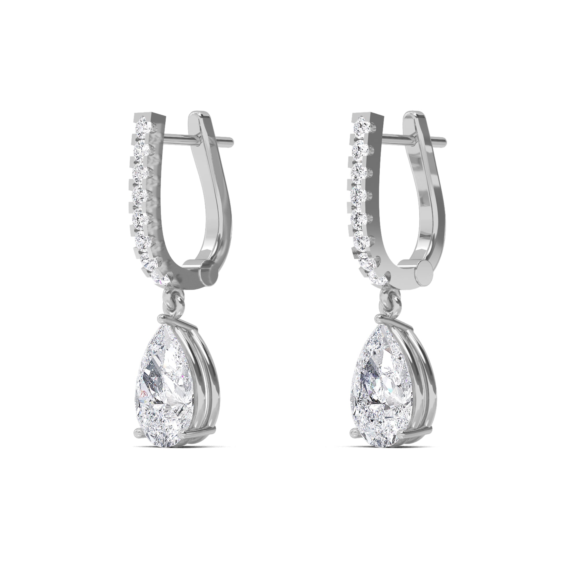 Pear-Shaped Diamond Drop Gold Earrings