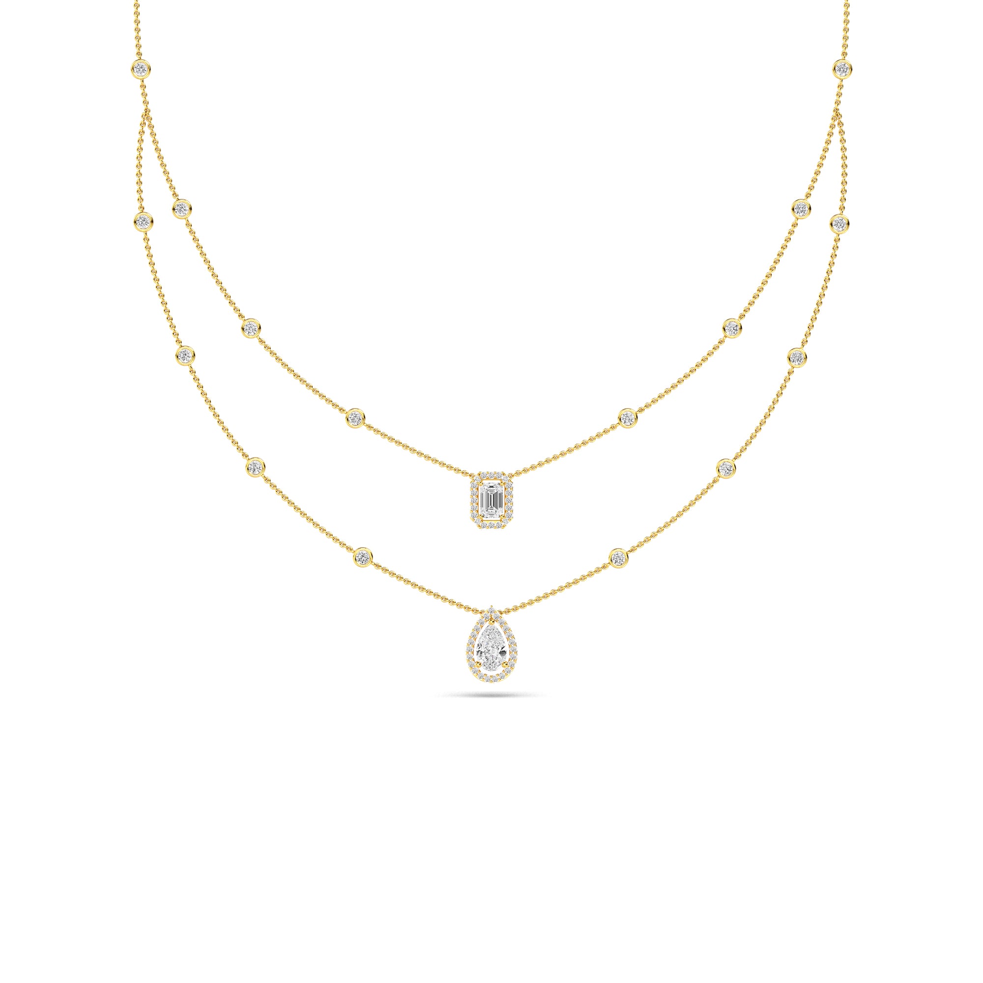 Dual Drop Diamond Gold Pendant