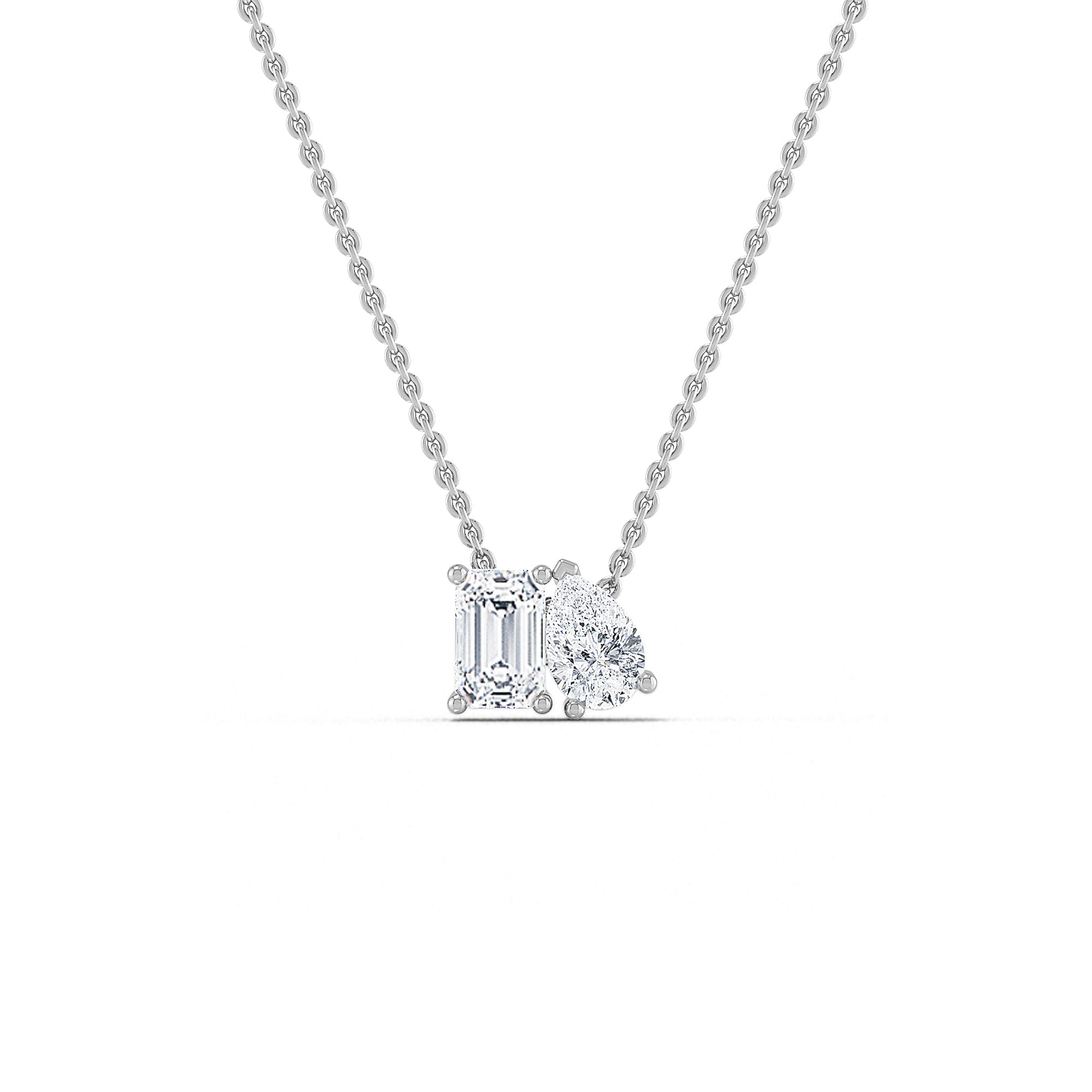 Emerald Cut and Round Diamond Gold Pendant