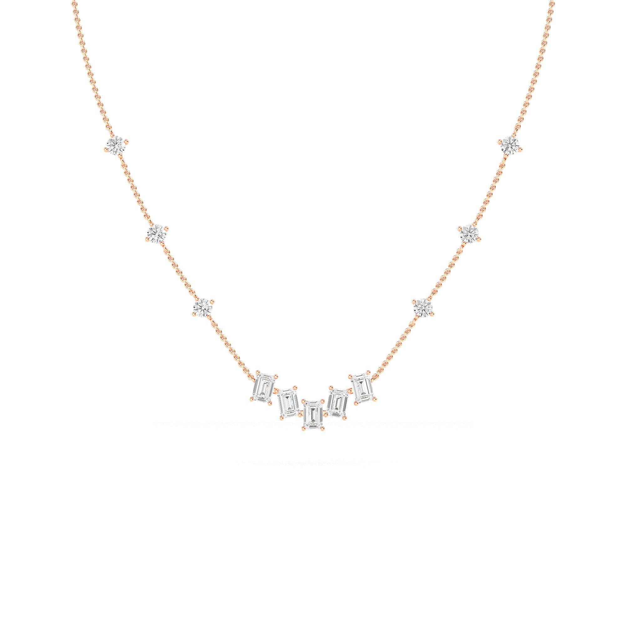 Graduated Emerald Cut Diamond Gold Pendant