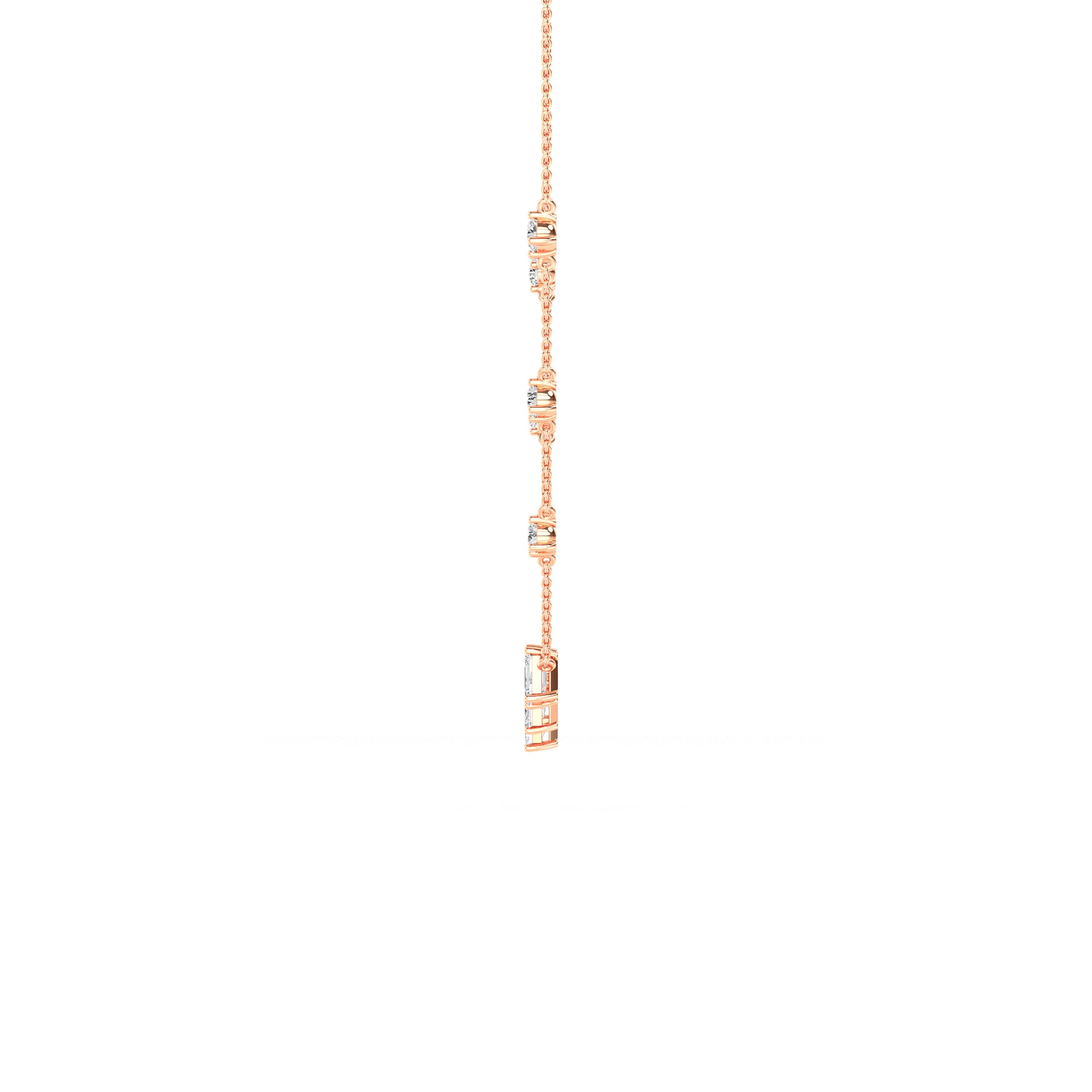 Graduated Emerald Cut Diamond Gold Pendant