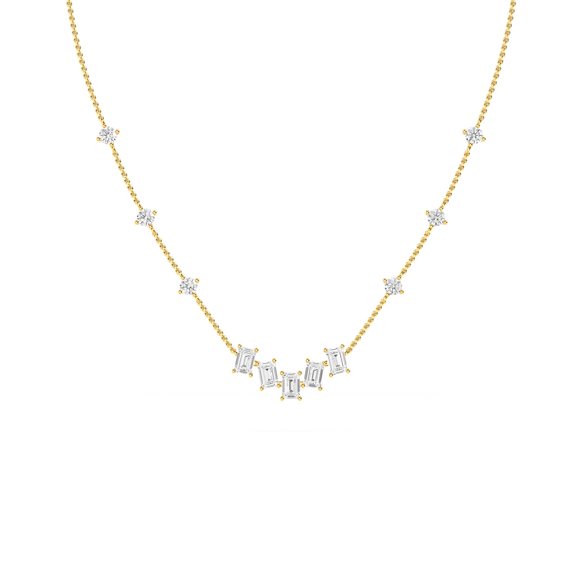 Graduated Emerald Cut Diamond Gold Pendant