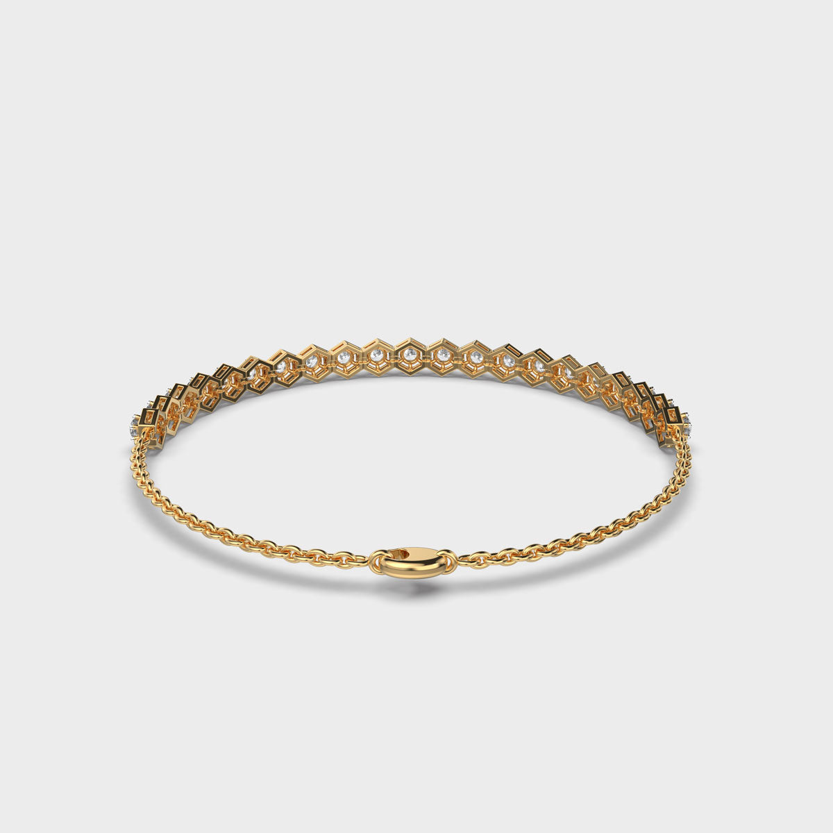 Classic Hexagon Tennis Gold Bracelet