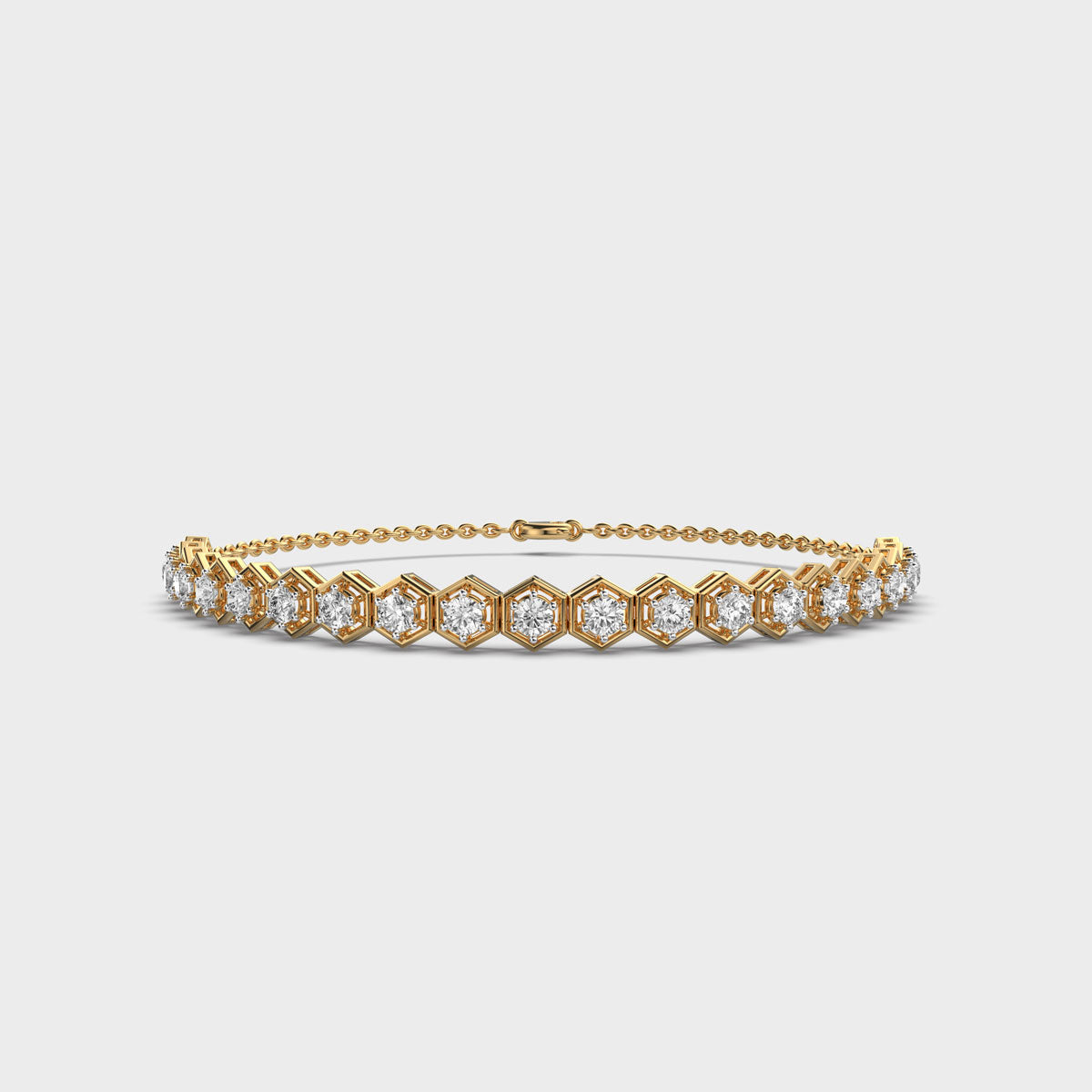 Classic Hexagon Tennis Gold Bracelet