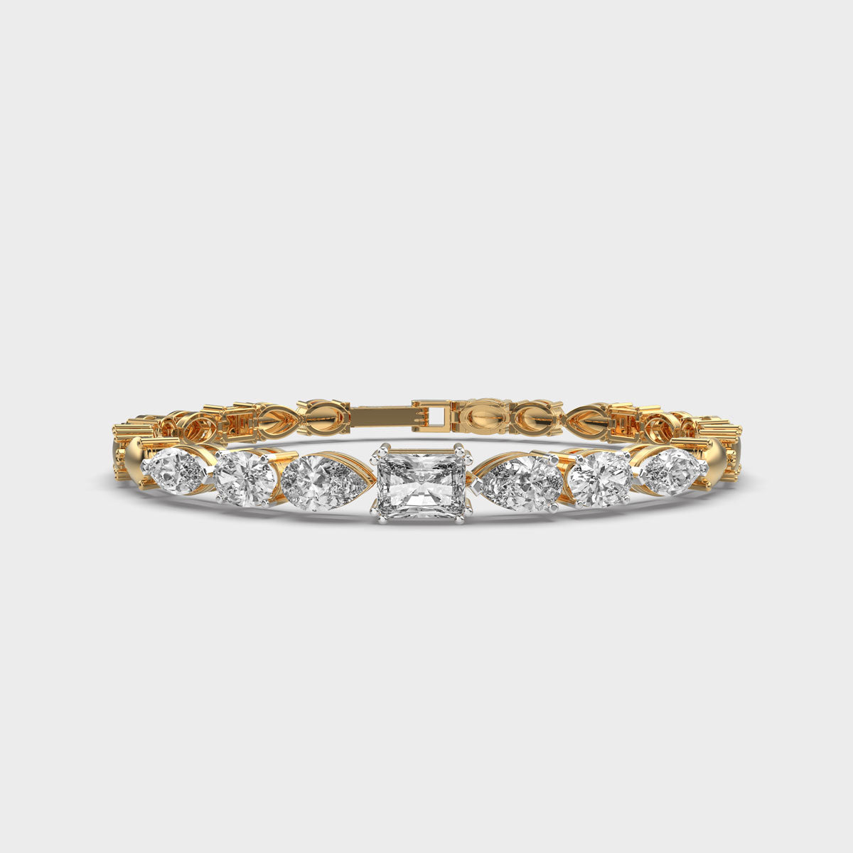 Multishape Half Tennis Gold Bracelet