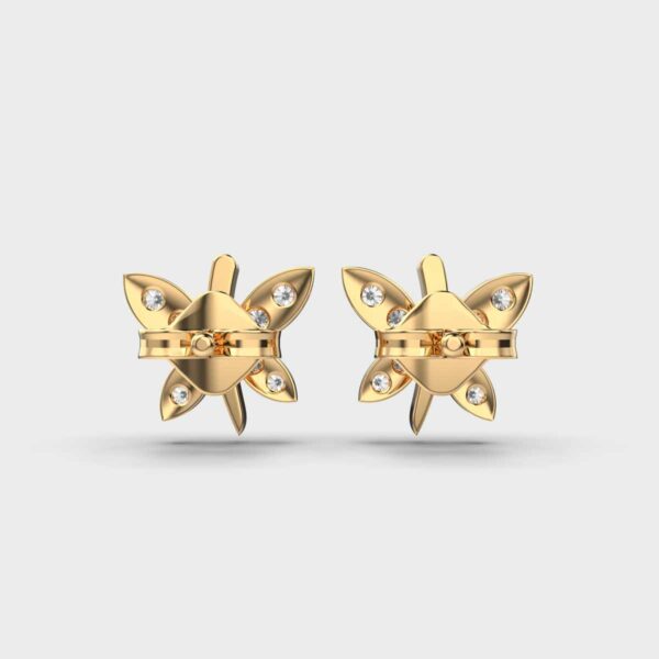 Gyrating Flies Diamond Studs Gold Earring