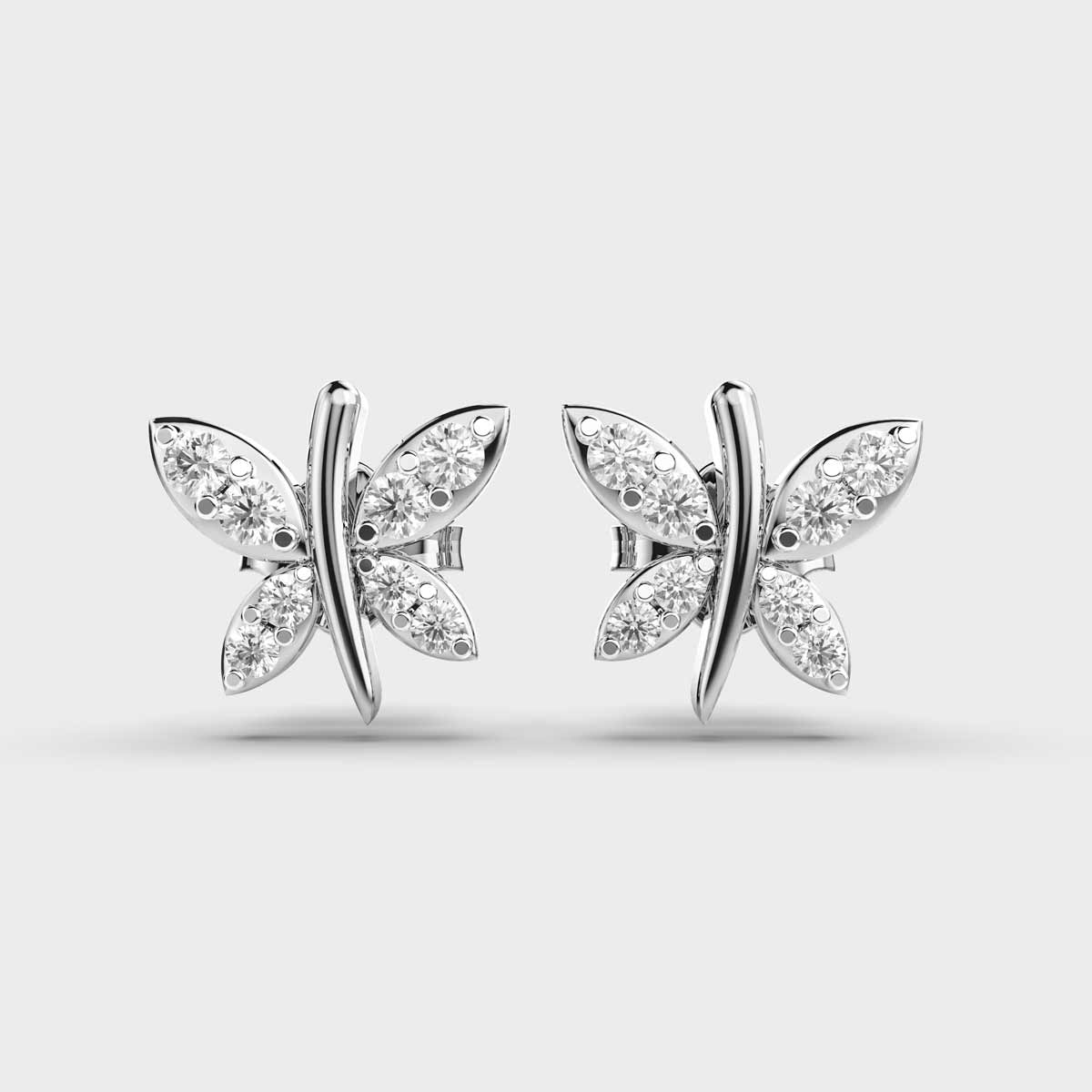 Gyrating Flies Diamond Studs Gold Earring