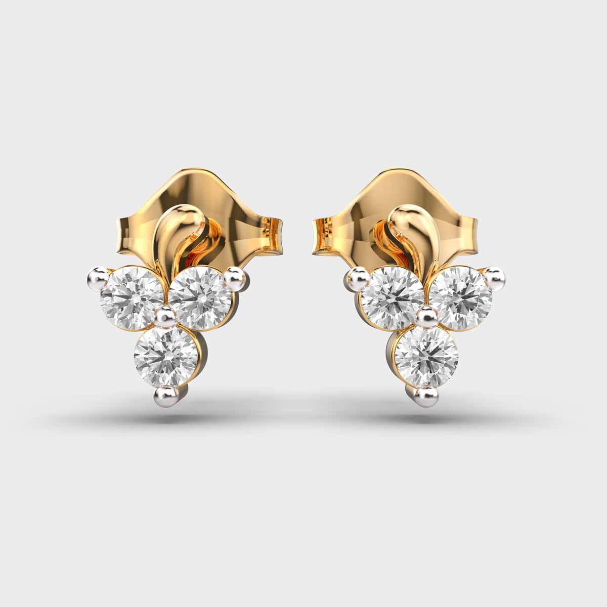 Soulful Spring Diamond Studs Gold Earring