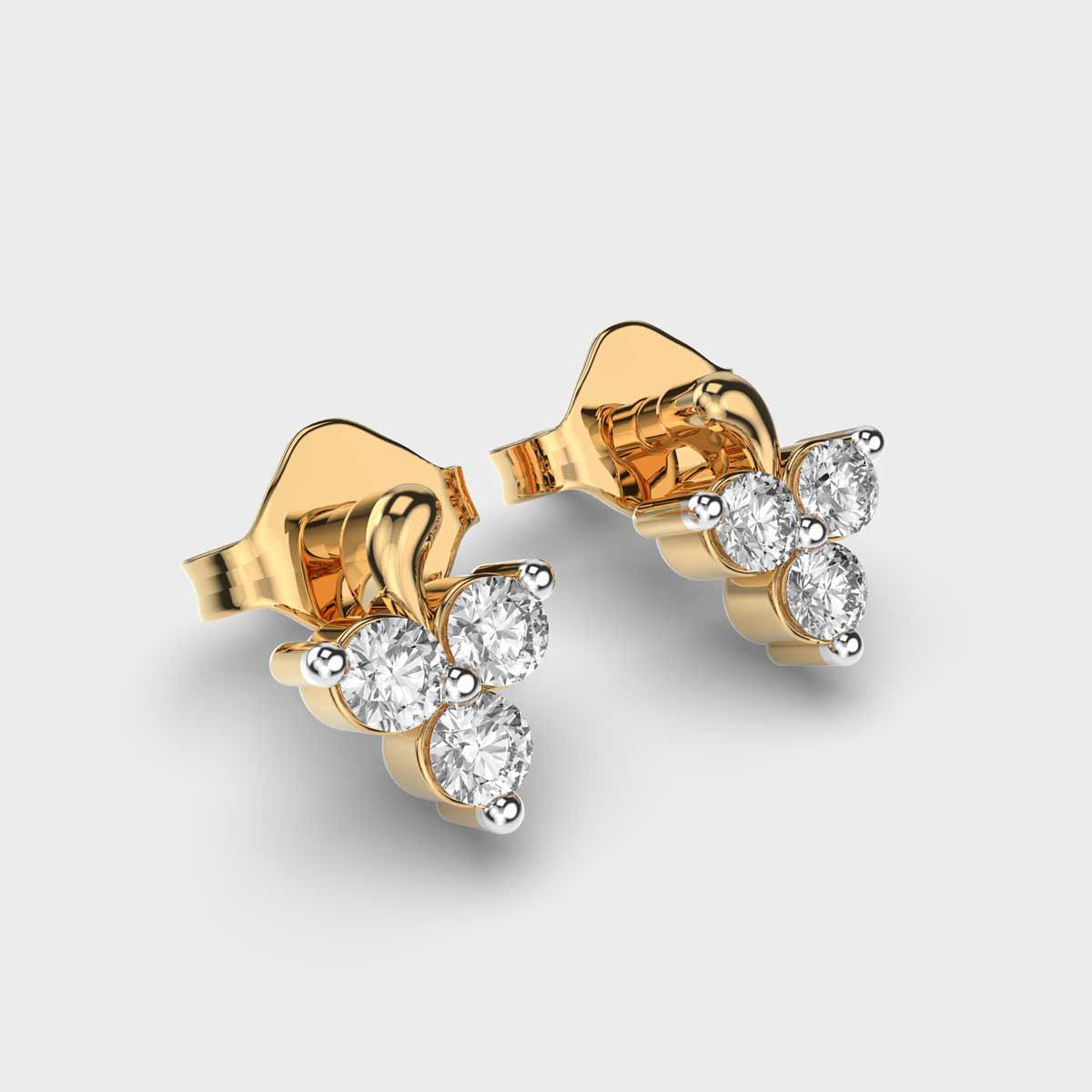 Soulful Spring Diamond Studs Gold Earring