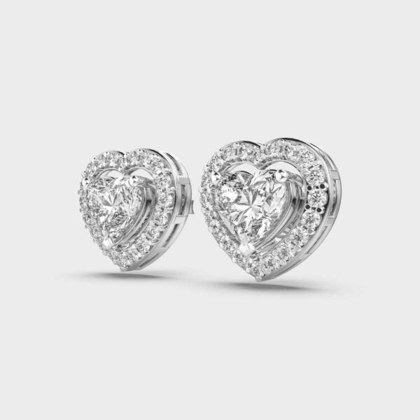 1 Carat Heart and Halo Studs