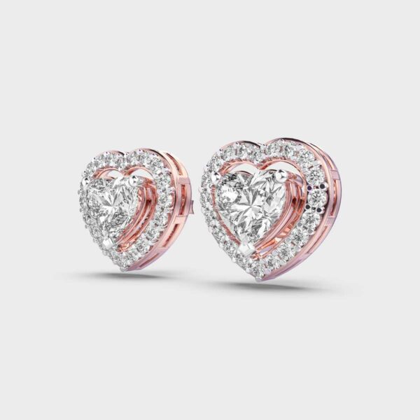 1 Carat Heart and Halo Studs