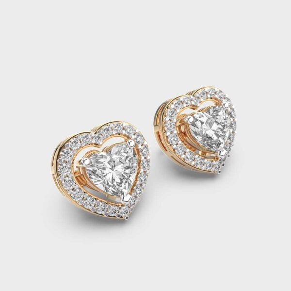 1 Carat Heart and Halo Studs