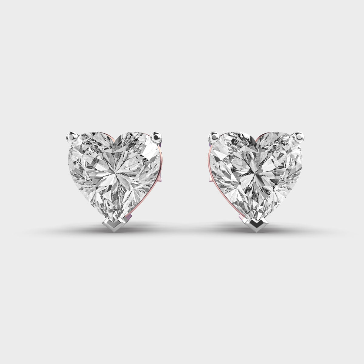 2 Carat Heart Solitaire Studs