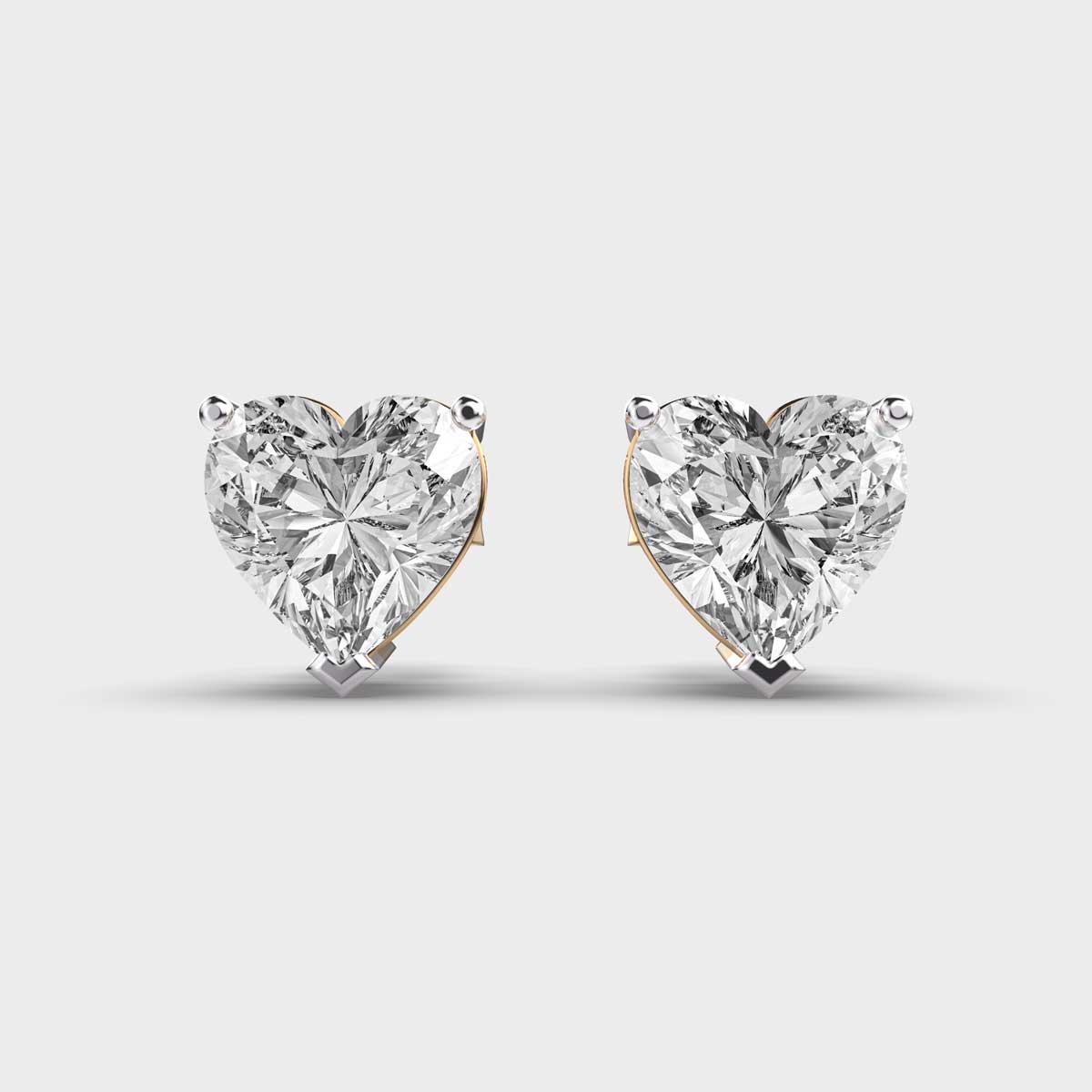 2 Carat Heart Solitaire Studs