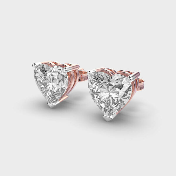 2 Carat Heart Solitaire Studs