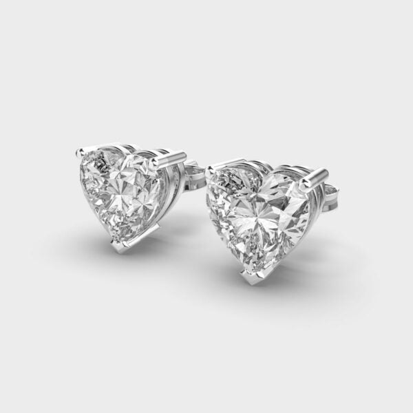 2 Carat Heart Solitaire Studs