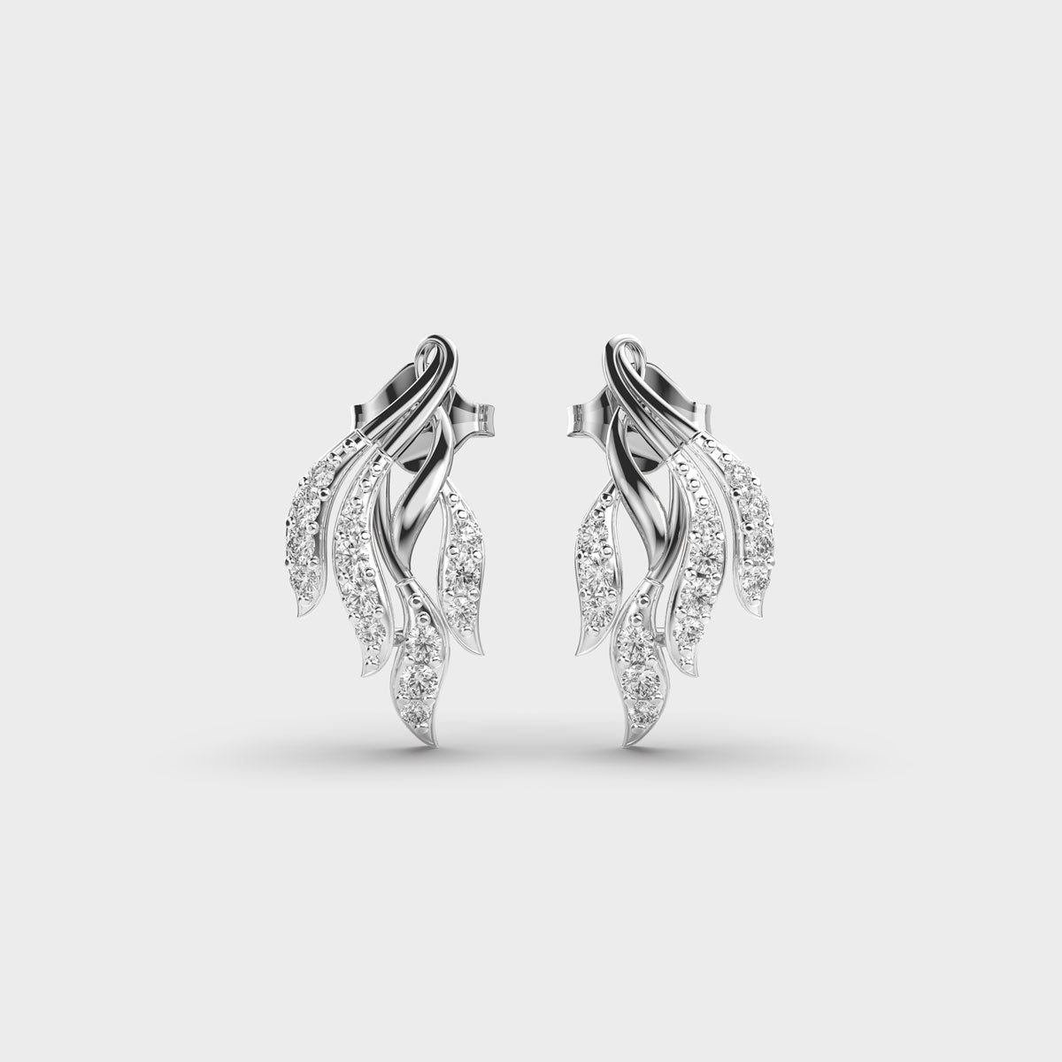 Flaring Ribbons Diamond Earrings