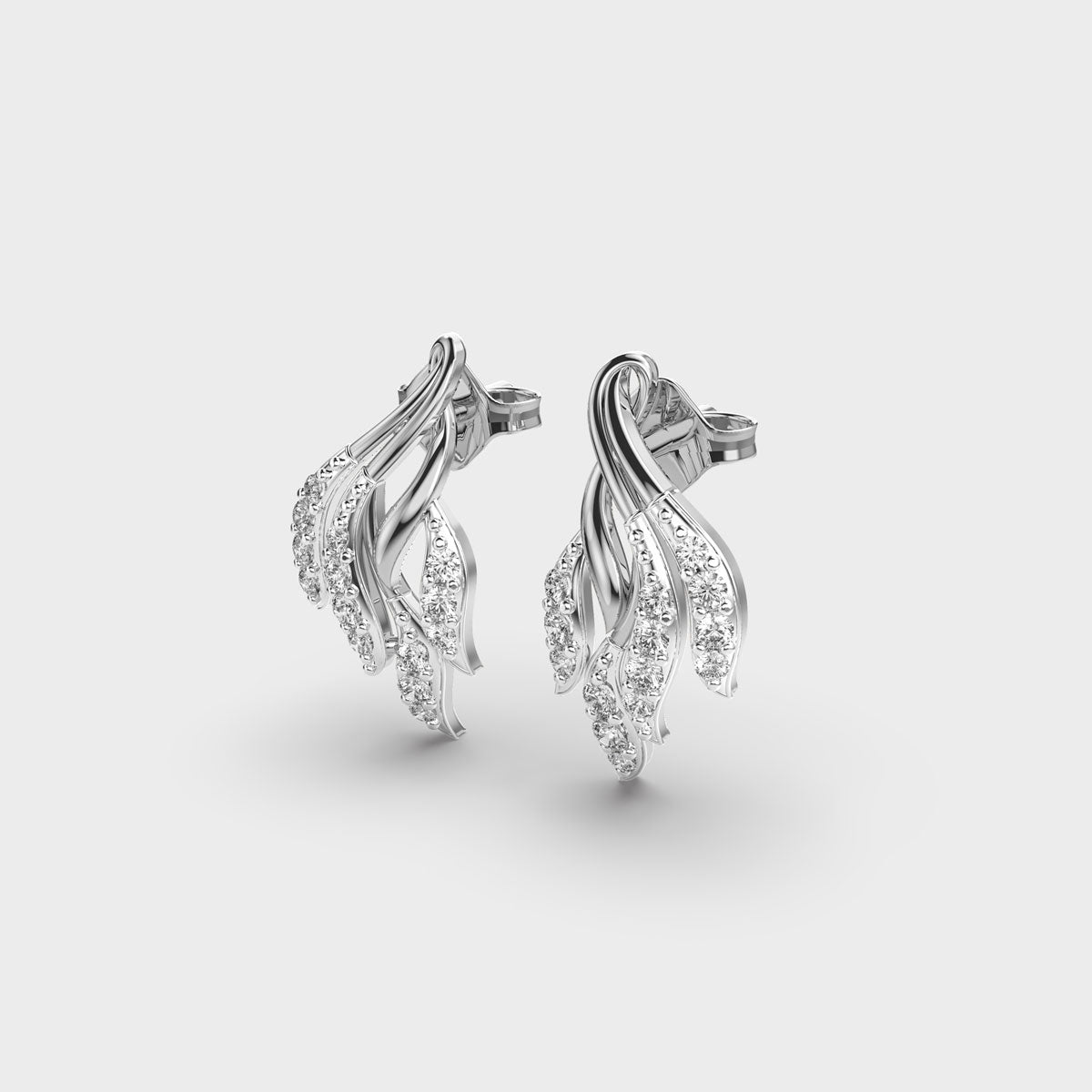 Flaring Ribbons Diamond Earrings