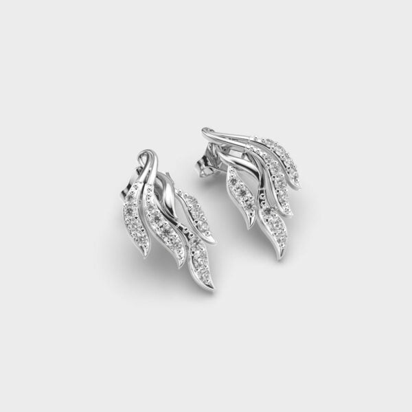 Flaring Ribbons Diamond Earrings