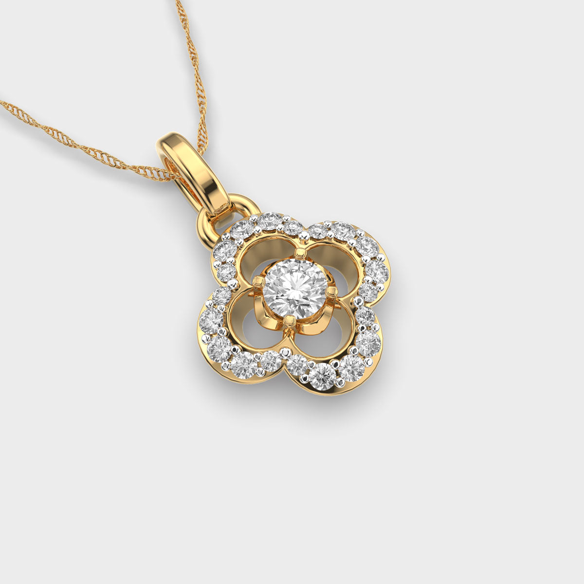 Chic Diamond Gold Pendant (Without Chain)