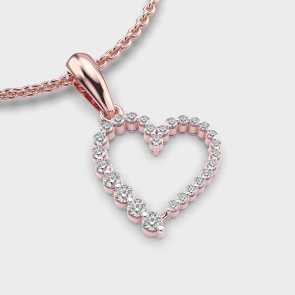 Hanging Heart Diamond Gold Pendant (Without Chain)