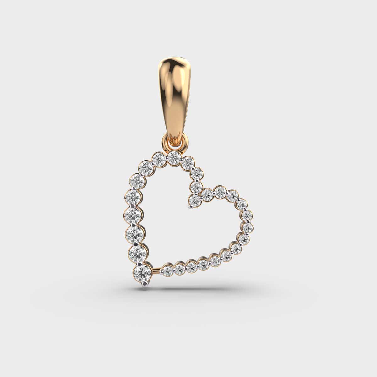 Hanging Heart Diamond Gold Pendant (Without Chain)