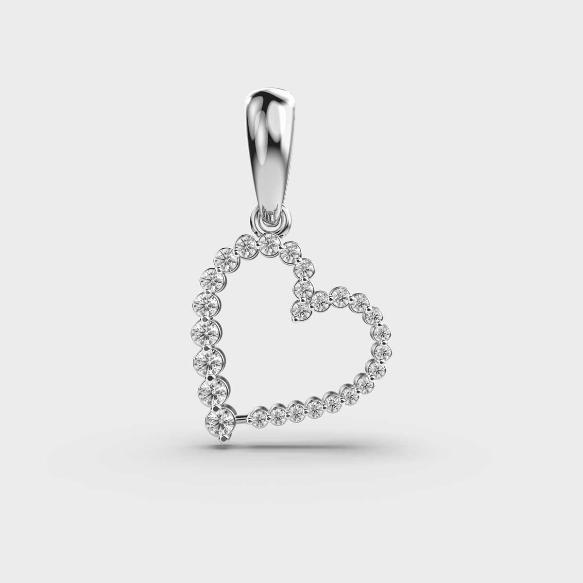 Hanging Heart Diamond Gold Pendant (Without Chain)