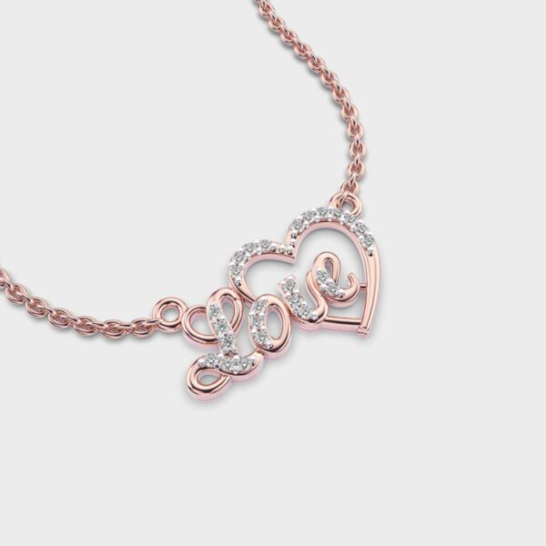 Love and Heart Gold Diamond Pendant (Without Chain)