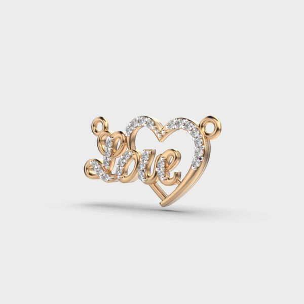 Love and Heart Gold Diamond Pendant (Without Chain)