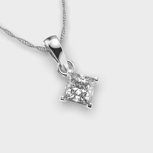 Classic Princess Solitaire Pendant (Without Chain)