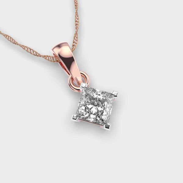 Classic Princess Solitaire Gold Pendant (Without Chain)