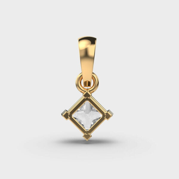 Classic Princess Solitaire Gold Pendant (Without Chain)