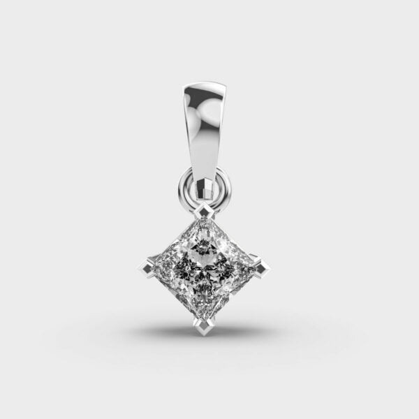 Classic Princess Solitaire Gold Pendant (Without Chain)