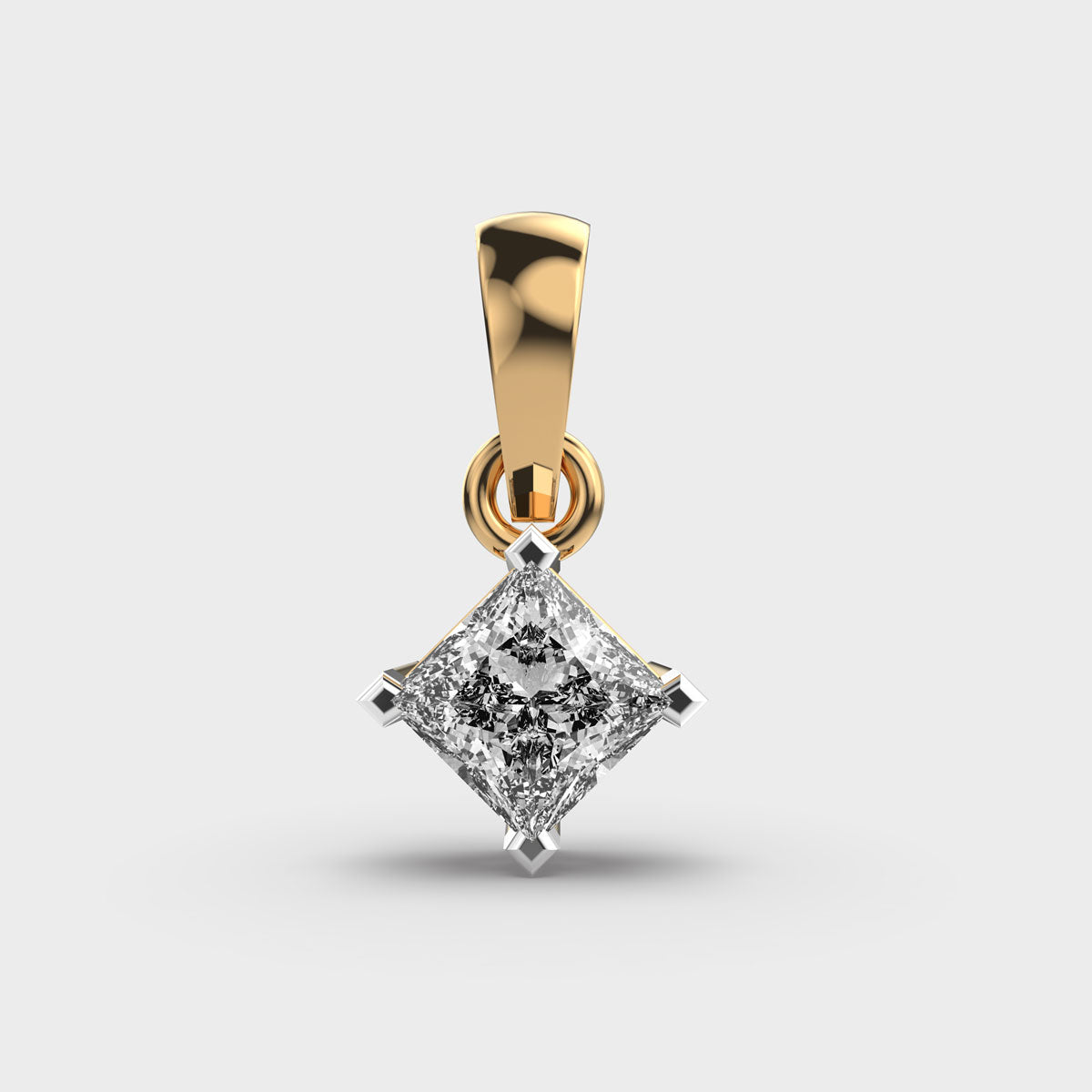 Classic Princess Solitaire Gold Pendant (Without Chain)