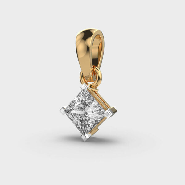 Classic Princess Solitaire Gold Pendant (Without Chain)