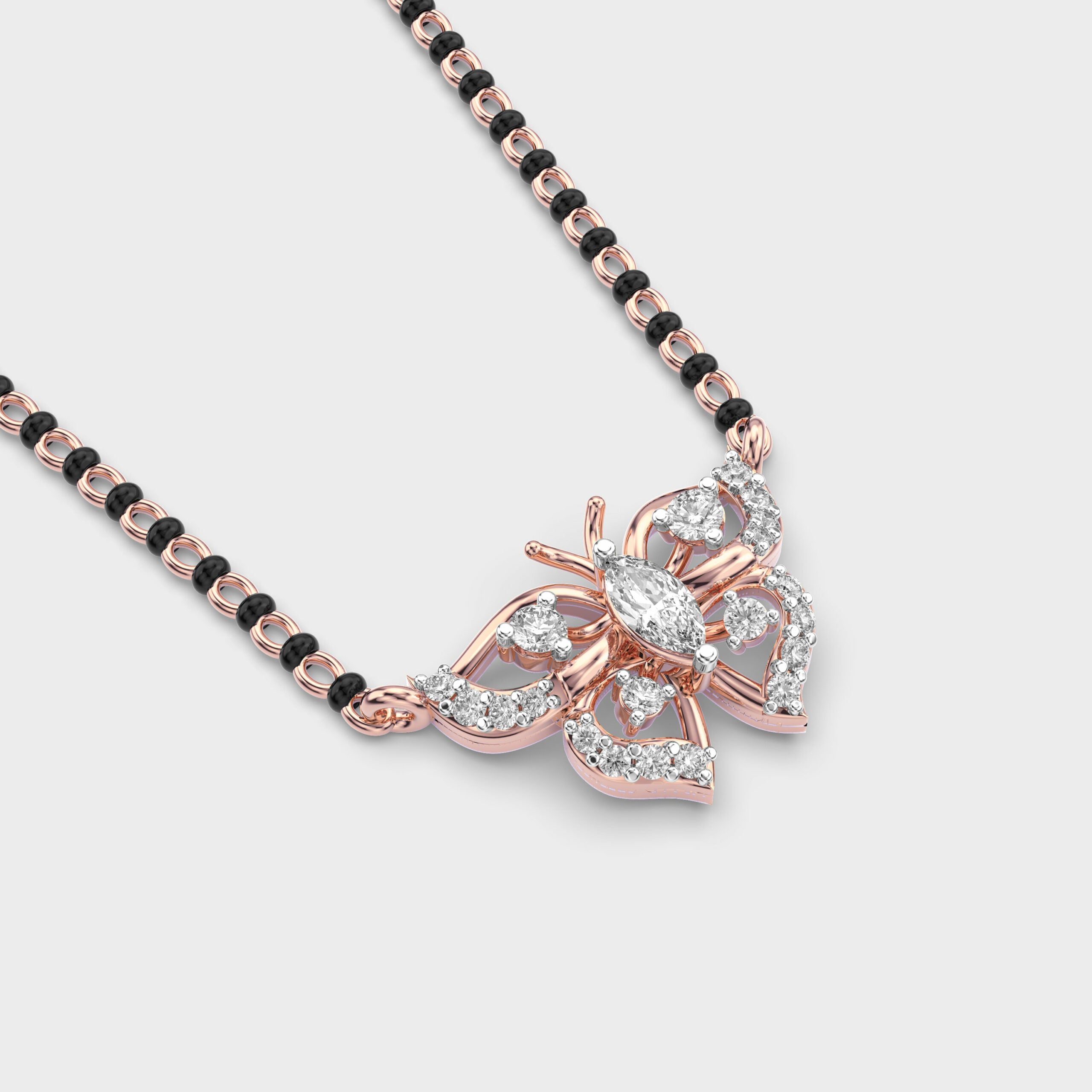 Charming Butterfly Diamond Mangalsutra (With Chain)