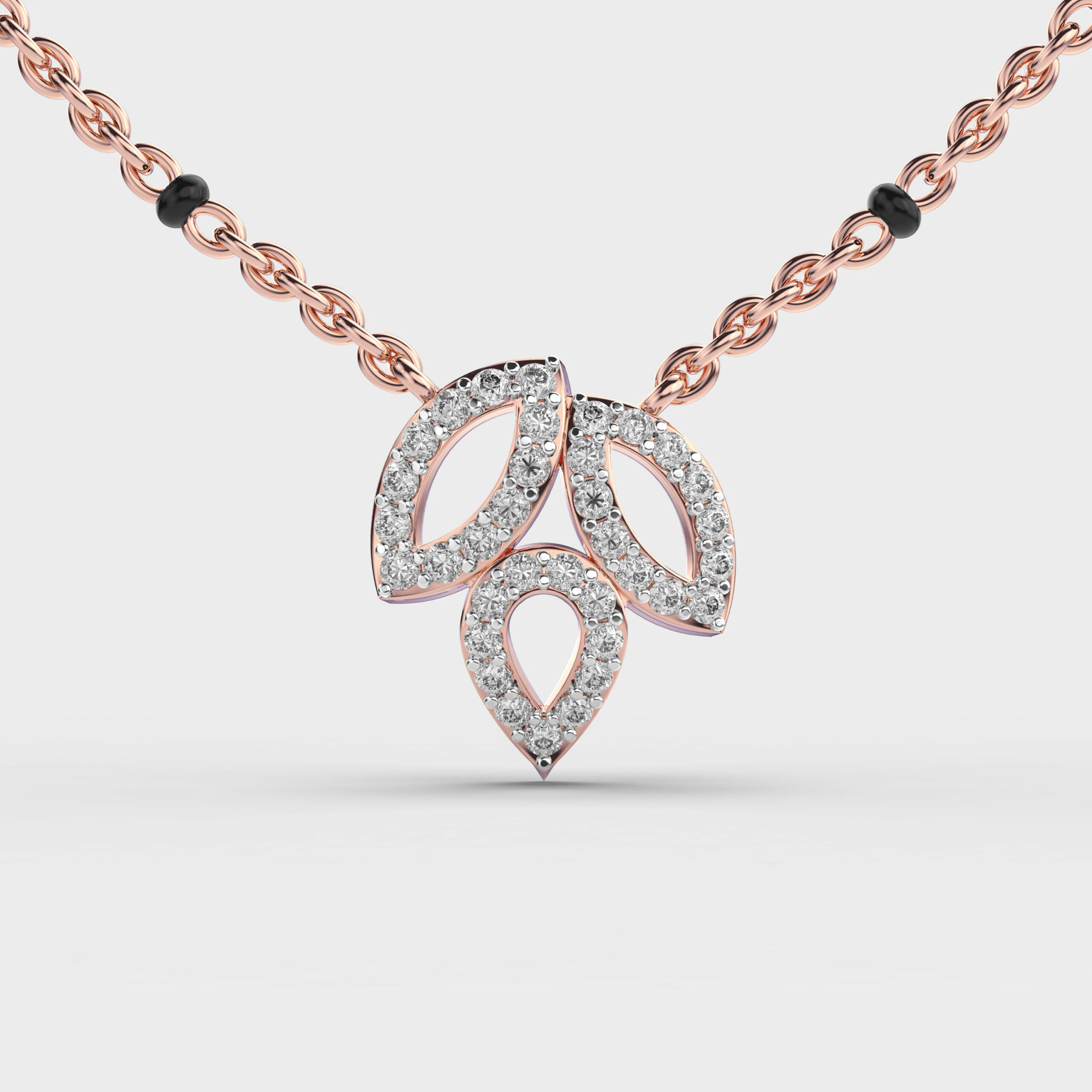 Leafy Triplet Diamond Necklace (With Chain)