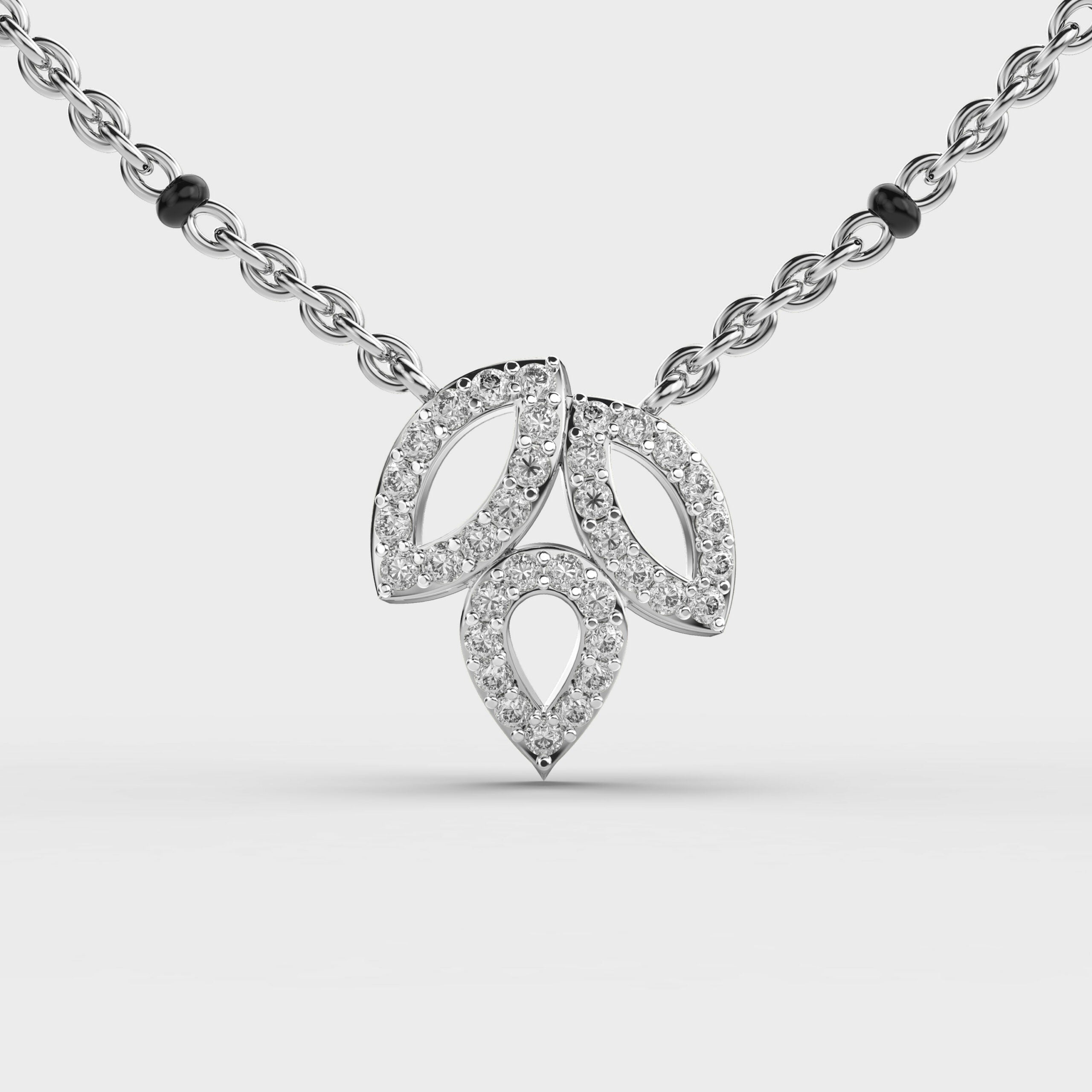 Leafy Triplet Diamond Necklace (With Chain)