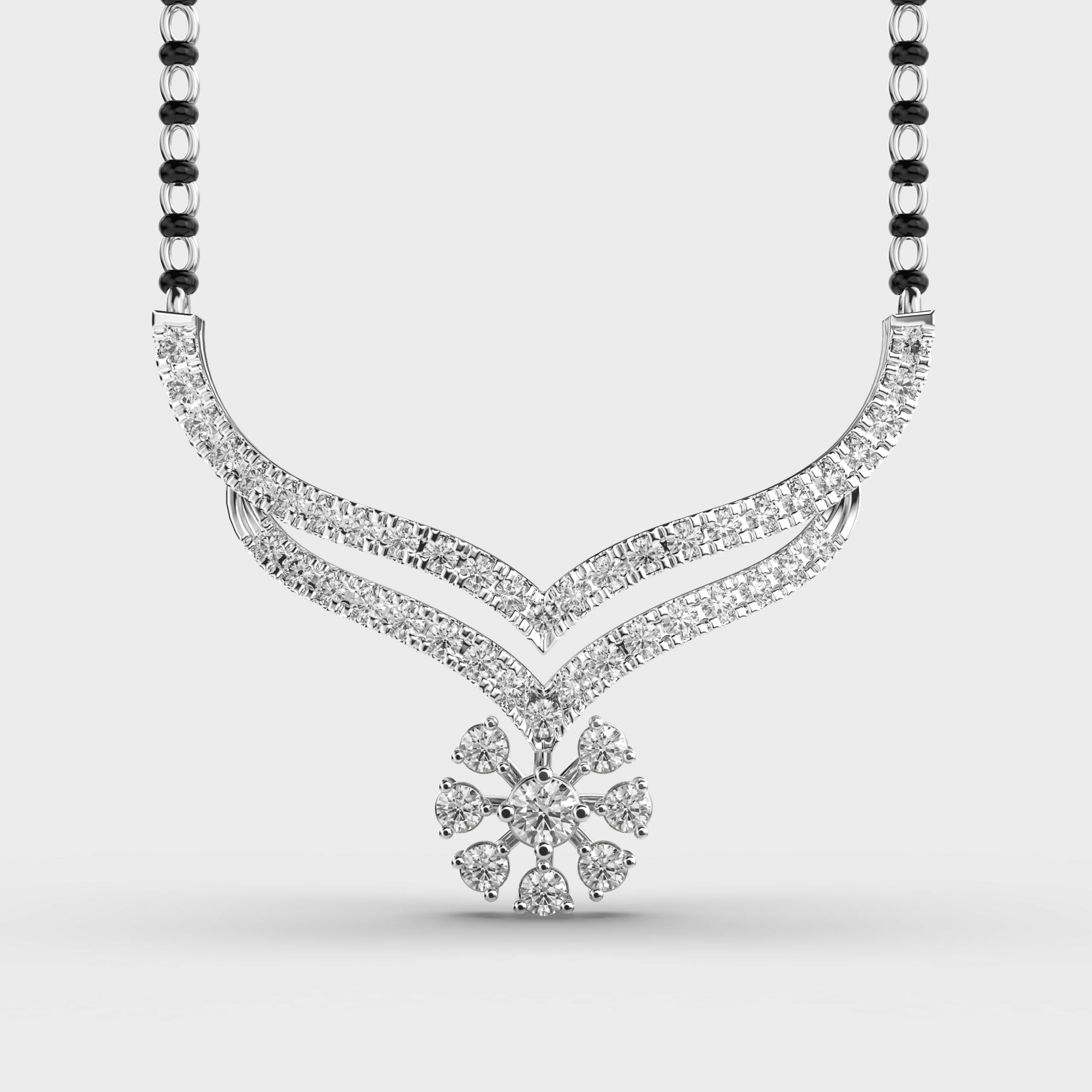 Firey Bloom Diamond Mangalsutra (With Chain)