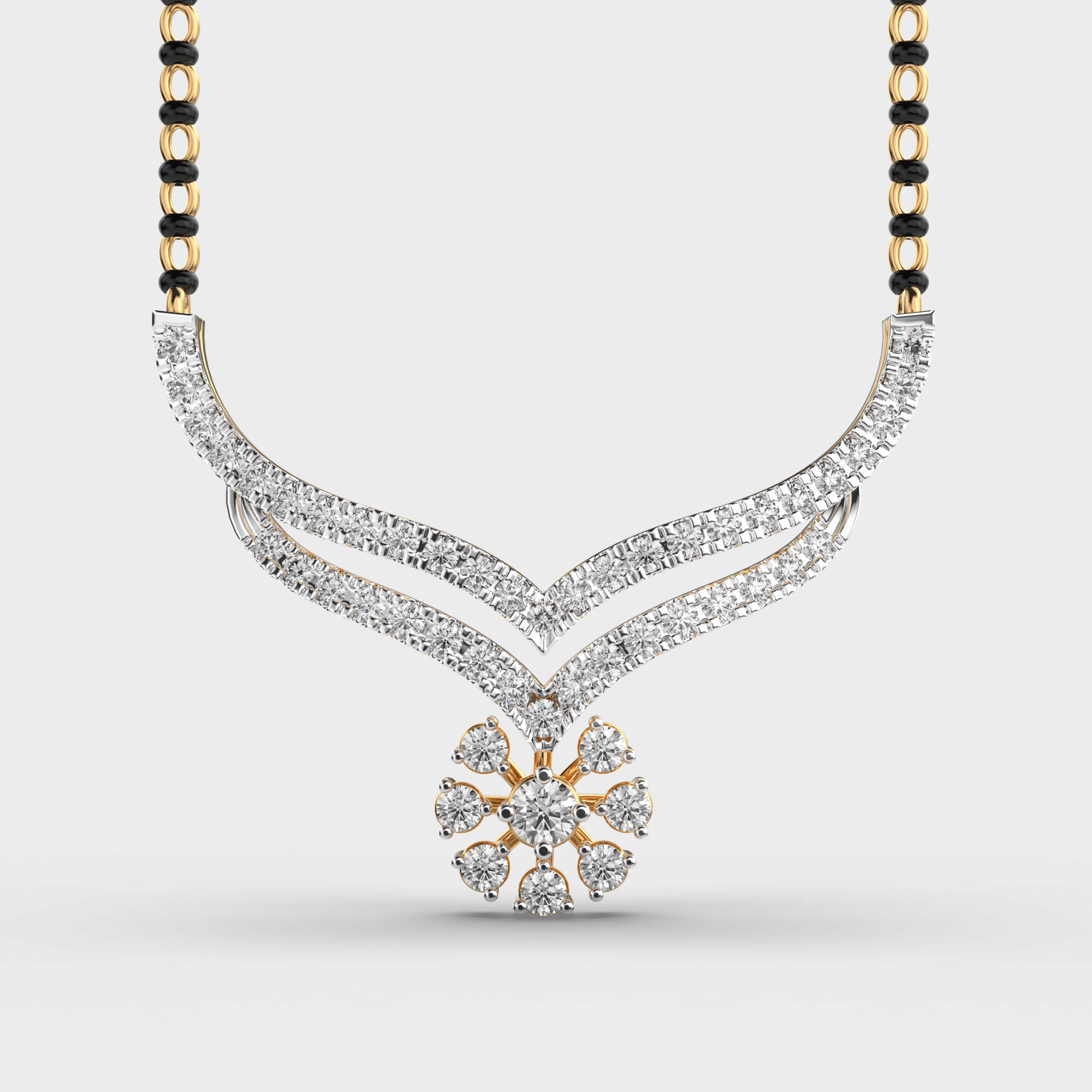 Firey Bloom Diamond Mangalsutra (With Chain)